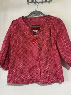 LAL “Live a Little” retro red & white patterned swing cropped jacket blazer Med